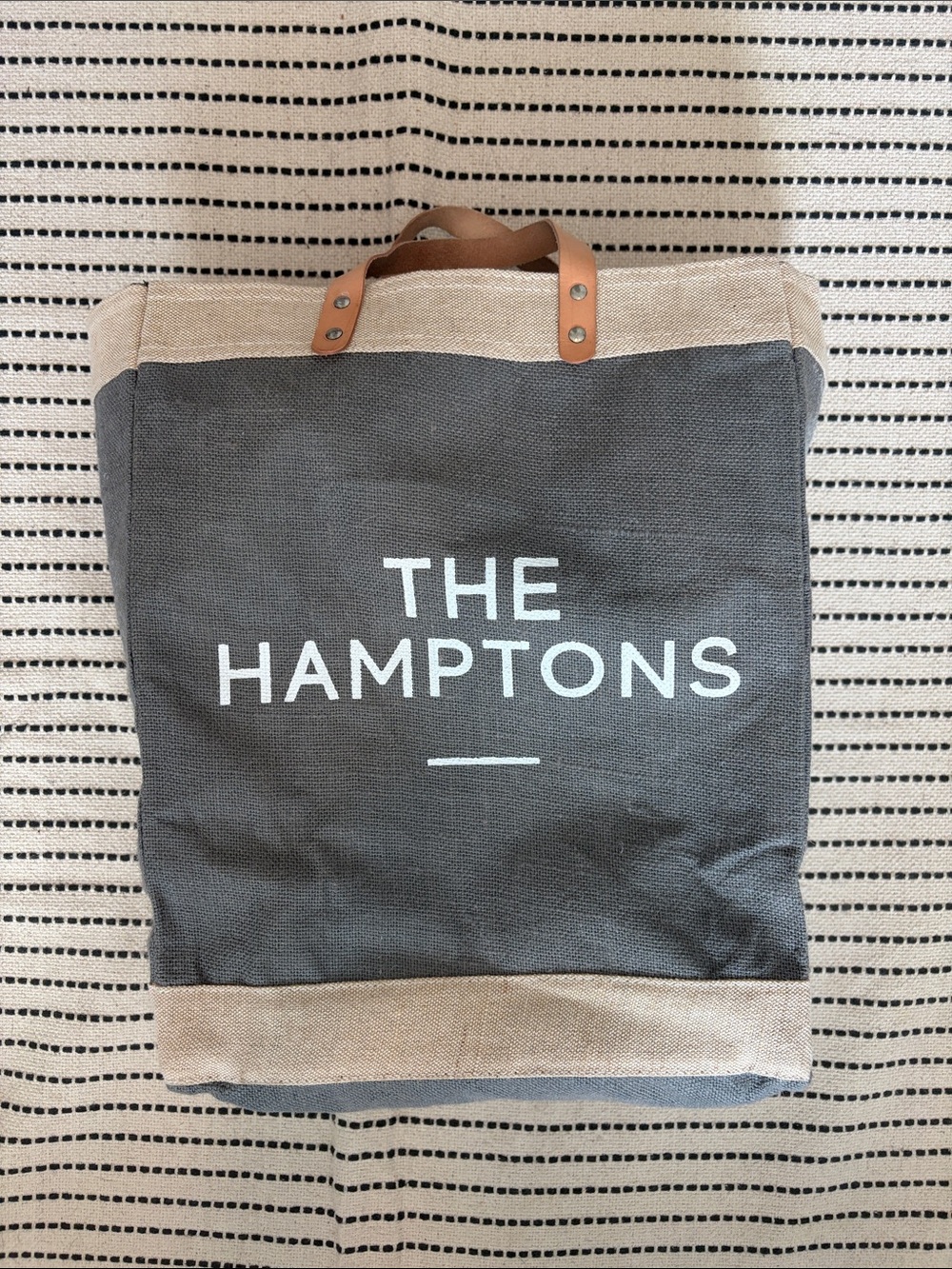 The Hamptons Canvas Tote Bag in Gray and Tan